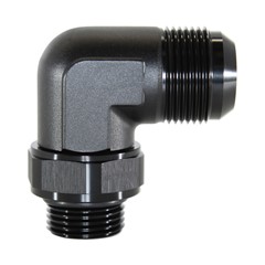 Adapter 90°, -16 AN JIC Male to -12 AN ORB Male, Black