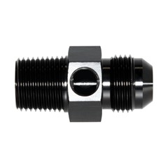 Adapter, -10 AN JIC Male to 1/2" NPT Male + 1/8" NPT Female Port, Black