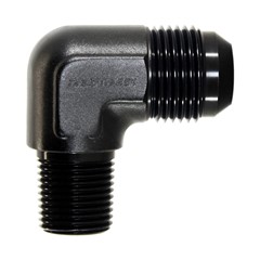 Adapter 90°, -12 AN JIC Male to 1/2" NPT Male, Black