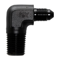 Adapter 90°, -3 AN JIC Male to 1/4" NPT Male, Black