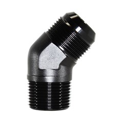 Adapter 45°, -16 AN JIC Male to 1" NPT Male, Black