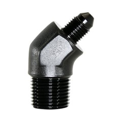 Adapter 45°, -3 AN JIC Male to 3/8" NPT Male, Black