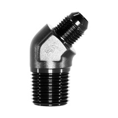 Adapter 45°, -6 AN JIC Male to 1/2" NPT Male, Black