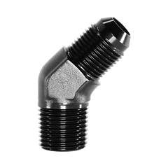 Adapter 45°, -8 AN JIC Male to 1/2" NPT Male, Black