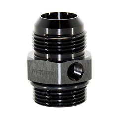 Adapter, -16 AN ORB Male to -16 AN JIC Male + 1/8" NPTF Port, Black