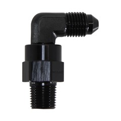 90° Swivel Adapter, -3 AN JIC Male to 1/8" NPT Male, Black