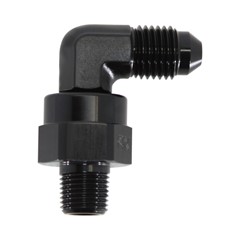 90° Swivel Adapter, -4 AN JIC Male to 1/8" NPT Male, Black