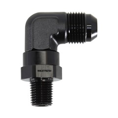 90° Swivel Adapter, -8 AN JIC Male to 1/4" NPT Male, Black