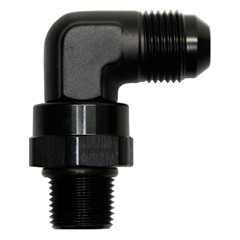 90° Swivel Adapter, -8 AN JIC Male to 3/8" NPT Male, Black