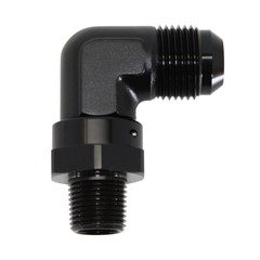 90° Swivel Adapter, -10 AN JIC Male to 3/8" NPT Male, Black