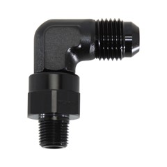 90° Swivel Adapter, -6 AN JIC Male to 1/8" NPT Male, Black