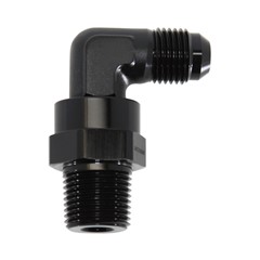 90° Swivel Adapter, -6 AN JIC Male to 3/8" NPT Male, Black