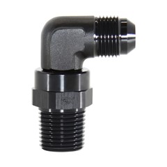 90° Swivel Adapter, -8 AN JIC Male to 1/2" NPT Male, Black