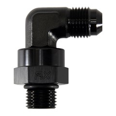 Adapter 90°, -6 AN JIC Male to -6 AN ORB Male, Black