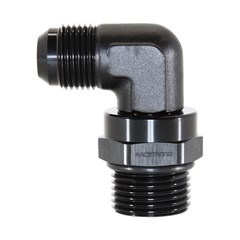 90° Adapter Fitting, -10 AN JIC Male to -12 AN ORB Male, Black Anodized Aluminum
