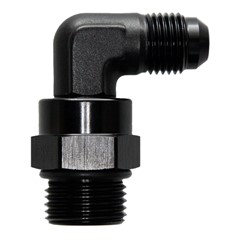 Adapter 90°, -6 AN JIC Male to -8 AN ORB Male, Black