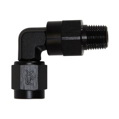 90° Swivel Adapter, -3 AN JIC Female to 1/8" NPT Male, Black