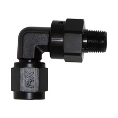 90° Swivel Adapter, -4 AN JIC Female to 1/8" NPT Male, Black