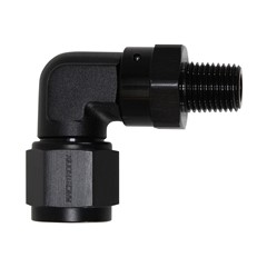 90° Swivel Adapter, -8 AN JIC Female to 1/4" NPT Male, Black