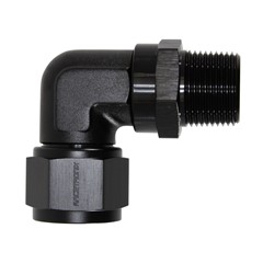 90° Swivel Adapter, -12 AN JIC Female to 3/4" Male NPT, Black