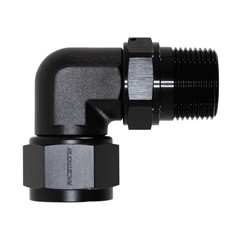 90° Swivel Adapter, -16 AN JIC Female to 1" NPT Male, Black