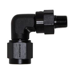 90° Swivel Adapter, -6 AN JIC Female to 1/8" NPT Male, Black