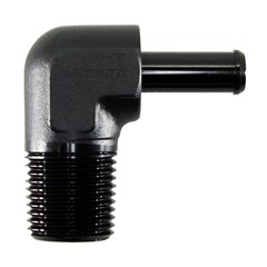 Adapter, 90° 1/2" NPT Male to 3/8" Hose Barb, Black