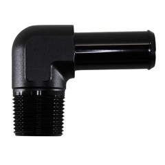 Adapter, 90° 3/4" NPT Male to 3/4" Hose Barb, Black