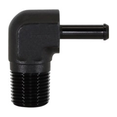 Adapter, 90° 3/8" NPT Male to 1/4" Hose Barb, Black