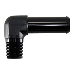 Adapter, 90° 3/8" NPT Male to  5/8" Hose Barb, Black