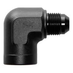 90° Adapter, -8 AN JIC Male to 1/2" NPT Female, BLack