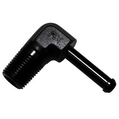 Adapter, 90° 1/8" NPT Male to 3/16" Hose Barb, Black