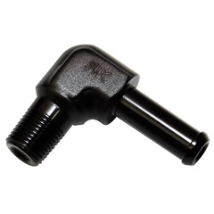 Adapter, 90° 1/8" NPT Male to 5/16" Hose Barb, Black
