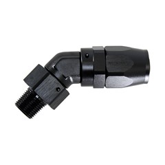 Hose Fitting, 45° Rubber -10 AN to 3/8" NPT Male, Black