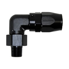 Hose Fitting, 90° Rubber -10 AN to 3/8" NPT Male, Black
