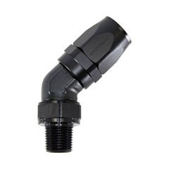 Hose Fitting, 45° Rubber -12 AN to 1/2" NPT Male, Black