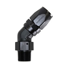 Hose Fitting, 45° Rubber -12 AN to 3/4" NPT Male, Black