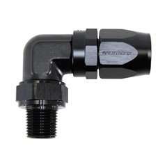 Hose Fitting, 90° Rubber -12 AN to 1/2" NPT Male, Black