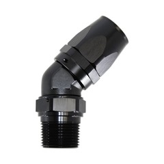 Hose Fitting, 45° Rubber -16 AN to 1" NPT Male, Black