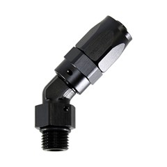 Hose Fitting, 45° Rubber -6 AN ORB Male, Black