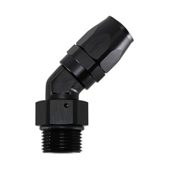 Hose Fitting, 45° Rubber -10 AN to -12 AN ORB Male, Black