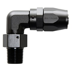 Hose Fitting, 90° Rubber -10 AN to 1/2" NPT Male, Black