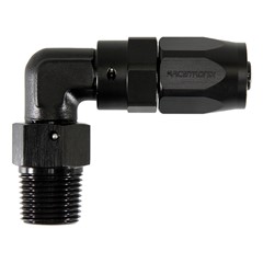 Fitting, 90° Rubber -6 AN to 3/8" NPT Male, Black
