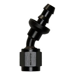 Hose Fitting, Push-Lock 45° -4 AN JIC Female, Black