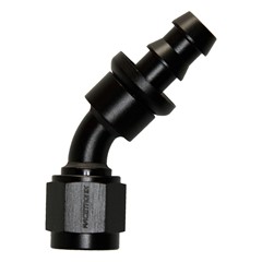 Hose Fitting, Push-Lock 45° -6 AN JIC Female, Black