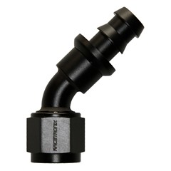 Hose Fitting, Push-Lock 45° -8 AN JIC Female, Black