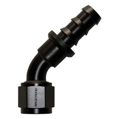 Hose Fitting, Push-Lock 45° -10 AN JIC Female, Black
