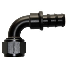 Hose Fitting, Push-Lock 90° -12 AN JIC Female, Black