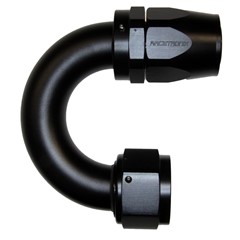 Hose Fitting, Rubber 180° -16 AN JIC Female, Black