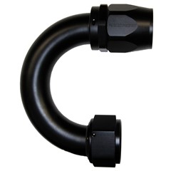 Hose Fitting, Rubber 180° -20 AN JIC Female, Black
